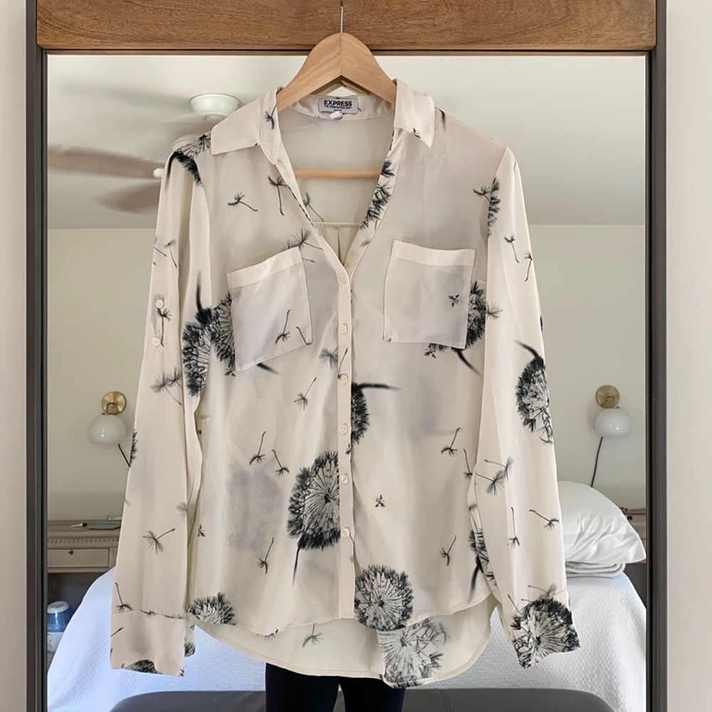 Express Portofino Slim Fit Blouse w Floral Print